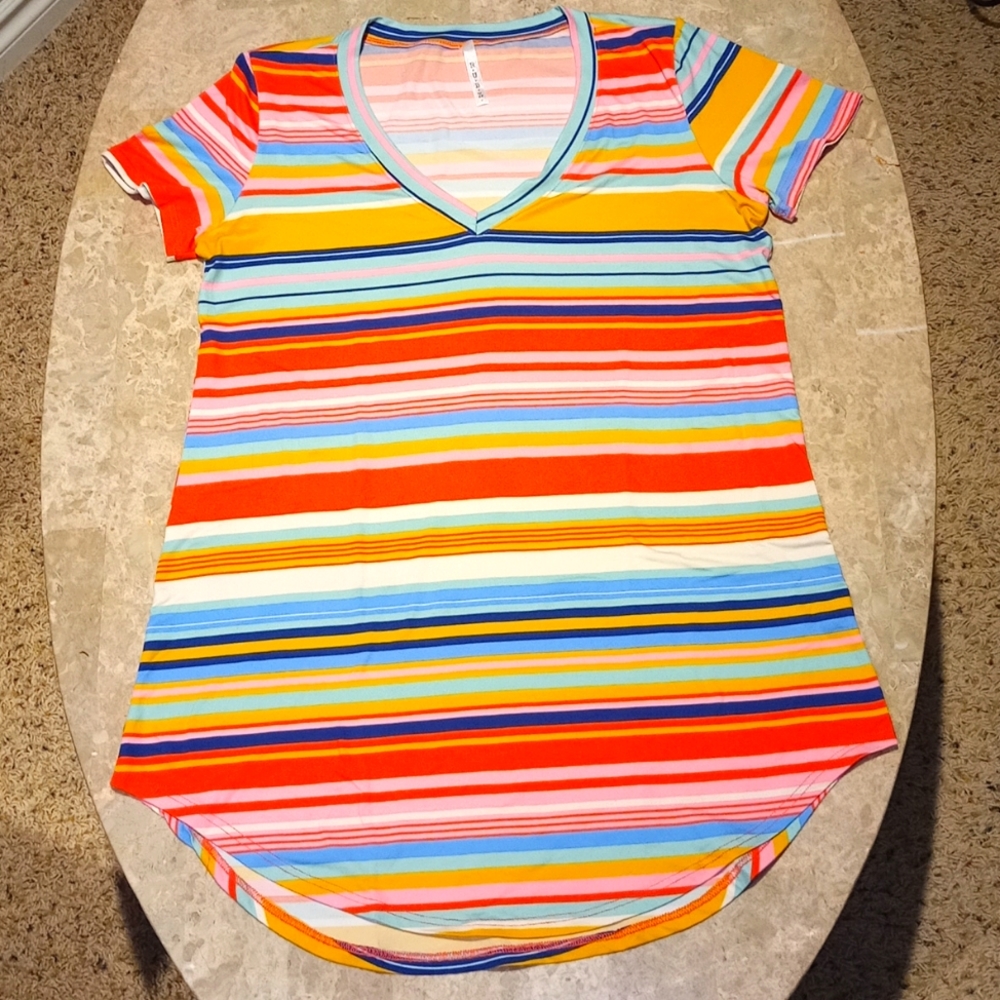 Short Sleeve Striped Tunic T-shirt